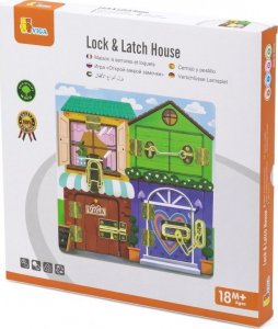 Viga Montessori Drewniana Tablica Manipulacyjna Zamek i Zatrzask Dom 11