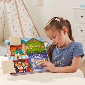 Viga Montessori Drewniana Tablica Manipulacyjna Zamek i Zatrzask Dom 7