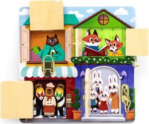 Viga Montessori Drewniana Tablica Manipulacyjna Zamek i Zatrzask Dom 10