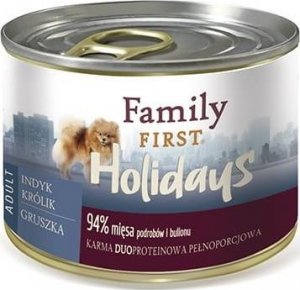 Family First Puszka dla psa, INDYK/KRÓLIK/GRUSZKA, małe rasy, duoproteina, 200 g 1