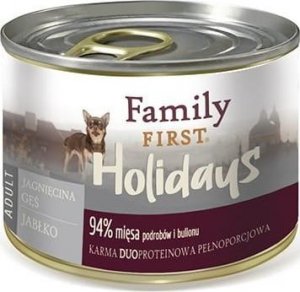 Family First Puszka dla psa, JAGNIĘCINA/GĘŚ/JABŁKO, małe rasy, duoproteina, 200 g 1