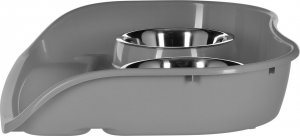 Barry King Zestaw: 2x miska 1,3L ze stali nierdzewnej + podkładka dla psów, szary, 66x49x12cm 3