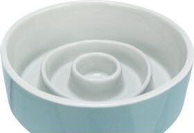 Trixie Slow Feeding, miska ceramiczna, dla psa/kota, szaro/niebieska, 0.45 l/? 14 cm, spowalniająca jedzenie 3