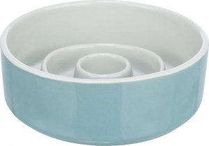 Trixie Slow Feeding, miska ceramiczna, dla psa/kota, szaro/niebieska, 1,1 l/ 17 cm, spowalniająca jedzenie 1