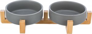 Trixie Zestaw misek, dla psa, szare, ceramika/drewno, 0.3 l/31 × 6 × 16 cm 1
