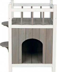 Trixie Domek Natura z balkonem dla kotów, 45 × 65 × 45 cm, biały/szary 1