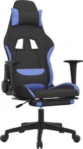 Fotel vidaXL czarno-niebieski z podnóżkiem (3143749) 1