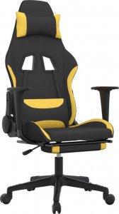 Fotel vidaXL czarno-żółty z podnóżkiem (3143746) 1