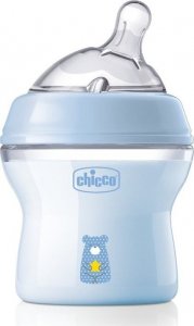 Chicco CHICCO_NaturalFeeling Butelka plastikowa 150ml ze smoczkiem silikonowym przepływ wolny 0m+ Niebieska 1