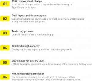 Powerbank Baseus Bipow Digital Display 15W 10000mAh Czarny 16