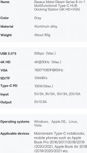 Stacja/replikator Baseus USB-C (WKWG050013) 3