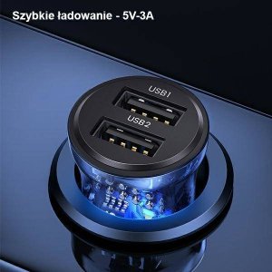 Ładowarka Usams Ładowarka samochodowa USAMS C31 3A 2xUSB-A Fast Charge niebieski/blue CC162CC02 7