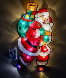 Dekoracja świąteczna Hurt-net OZDOBA LED FOLIA MIKOŁAJ LAMPKI BIAŁY CIEPŁY NA BATERIE 45CM 1