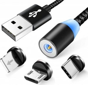 Kabel USB Hurt-net KABEL MAGNETYCZNY 3W1 USB TYP-C USB-C IPHONE 1M TRANSMISJA 1