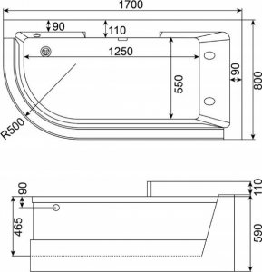 Wanna Home Deluxe Jednoosobowa wanna z hydromasażem 170x80x59 8