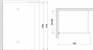 EAGO Kabina Prysznicowa Walk-in 140x210 Easy Clean 8mm 7