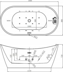 Wanna Home Deluxe Wanna Wolnostostojąca z Hydromasażem Ovalo Plus 5