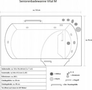 Wanna Home Deluxe Wanna z hydromasażem dla niepełnosprawnych Vital M 10