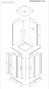 HDL Kabina prysznicowa 4-ścienna z brodzikiem 90x90 10