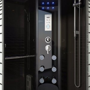 HDL Kabina prysznicowo-parowa 90x90 czarna, led, radio 3