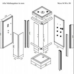 HDL Kabina prysznicowa 4-ścienna z brodzikiem 90x90 10
