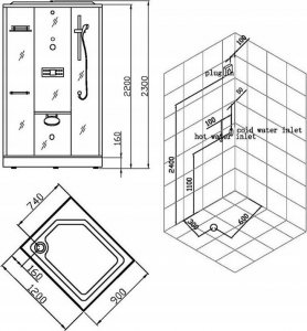 EAGO Kabina parowo-prysznicowa 120x90 prawa biała 5