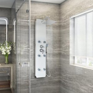 Zestaw prysznicowy HDL Panel Prysznicowy z Deszczownicą Dive Biały 1