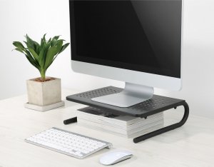 Powerton Podstawa pod monitor, miejsce na klawiaturę, czarny, metal/ tworzywo, 20 kg nośność, Powerton, ergo 6