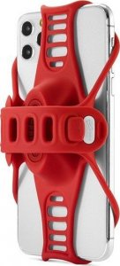 Bone Bike Uchwyt telefonu komórkowego Bone Bike Tie 3 Pro, na rower, regulowany rozmiar, czerwony, 5.8-7.2", silikon, nocowany na trzonku ki 5