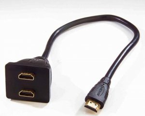 Video rozgałęziacz, HDMI M - 2x HDMI F, czarna, pozłacane złącza 1