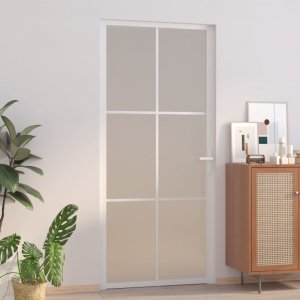 vidaXL vidaXL Drzwi wewnętrzne, 93x201,5 cm, białe, matowe szkło i aluminium 1