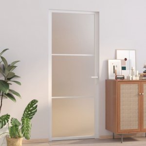 vidaXL vidaXL Drzwi wewnętrzne, 83x201,5 cm, białe, matowe szkło i aluminium 1