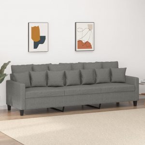 vidaXL vidaXL Sofa 3-osobowa, ciemnoszara, 210 cm, tapicerowana tkaniną 1