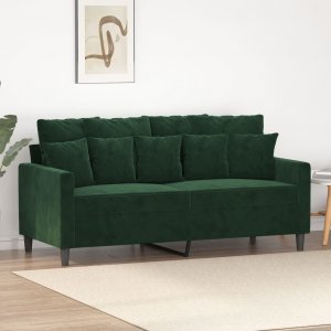 vidaXL vidaXL Sofa 2-osobowa, ciemnozielona, 140 cm, tapicerowana aksamitem 1