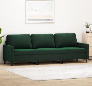 vidaXL vidaXL Sofa 3-osobowa, ciemnozielony, 210 cm, obita aksamitem 1