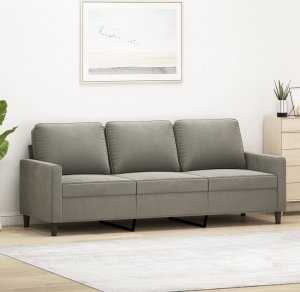 vidaXL vidaXL Sofa 3-osobowa, jasnoszara, 180 cm, tapicerowana aksamitem 1