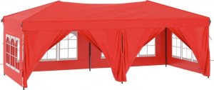 vidaXL Składany namiot imprezowy ze ściankami, czerwony, 3x6 m 2
