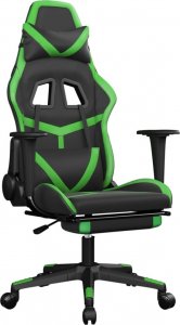 Fotel vidaXL czarno-zielony z podnóżkiem (3143679) 1