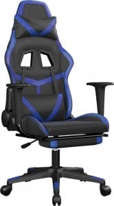 Fotel vidaXL czarno-niebieski z podnóżkiem (3143676) 1