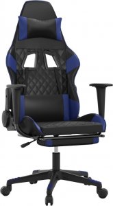 Fotel vidaXL czarno-niebieski z podnóżkiem (3143764) 1