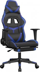 Fotel vidaXL czarno-niebieski z podnóżkiem (345434) 1