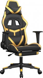 Fotel vidaXL czarno-złoty z podnóżkiem (3143678) 1