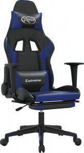 Fotel vidaXL czarno-niebieski z podnóżkiem (3143699) 1