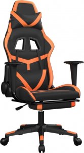 Fotel vidaXL czarno-pomarańczowy z podnóżkiem (3143682) 1