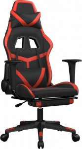 Fotel vidaXL czarno-czerwony z podnóżkiem (345435) 1