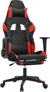 Fotel vidaXL czarno-czerwony z podnóżkiem (3143765) 1