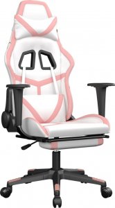Fotel vidaXL biało-różowy z podnóżkiem (3143684) 1