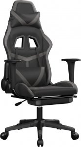 Fotel vidaXL czarno-szary z podnóżkiem (3143680) 1