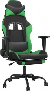 Fotel vidaXL czarno-zielony z podnóżkiem (3143656) 1