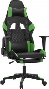 Fotel vidaXL czarno-zielony z podnóżkiem (345525) 1